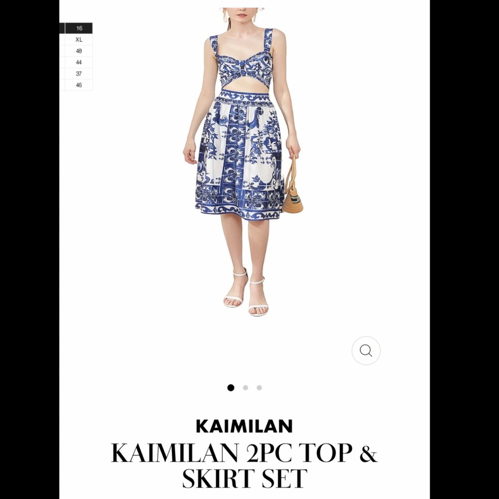 Kaimilan 2 piece top and skirt - blue/white